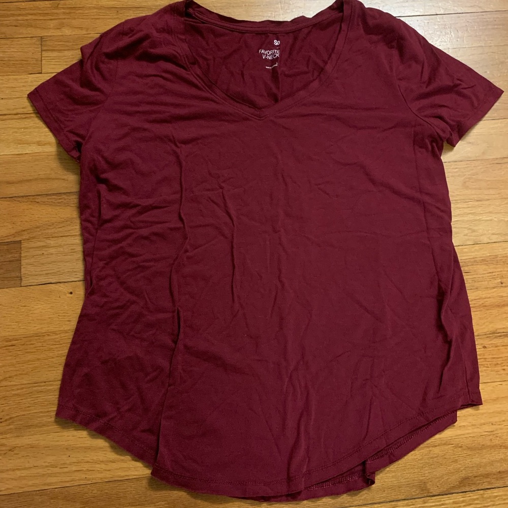 Cranberry SO Favorite V-Neck Shirt